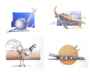 Desenho intitulada "Assemblage croquis…" por Jean-Luc Lacroix (JL LACROIX), Obras de arte originais, Acrílico