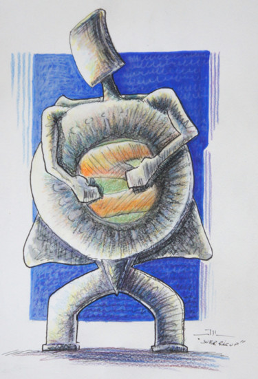 Desenho intitulada "SUPER RÉCUP" por Jean-Luc Lacroix (JL LACROIX), Obras de arte originais, Lápis