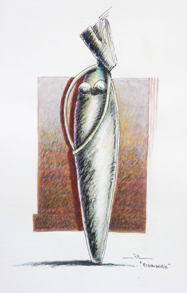 Рисунок под названием "MINAUDERIE, étude" - Jean-Luc Lacroix (JL LACROIX), Подлинное произведение искусства, Карандаш