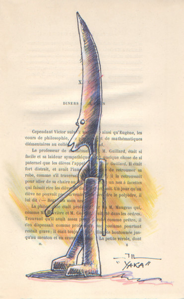 Tekening getiteld "Yaka, étude de scul…" door Jean-Luc Lacroix (JL LACROIX), Origineel Kunstwerk, Inkt