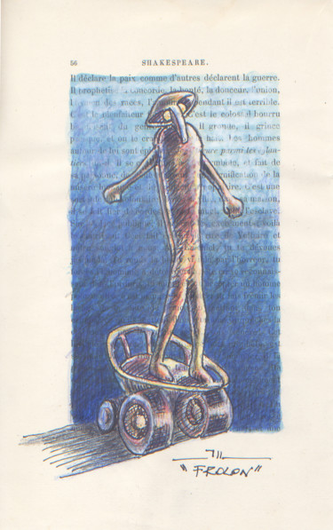 Dibujo titulada "Frolon, étude" por Jean-Luc Lacroix (JL LACROIX), Obra de arte original