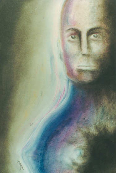 Painting titled "Humanoide 1" by Jean-Luc Lacroix (JL LACROIX), Original Artwork, Pastel