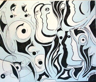 Картина под названием "espace jazz 2" - Jean-Luc Lafond, Подлинное произведение искусства, Масло
