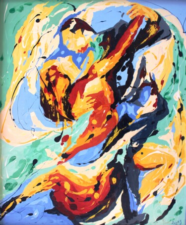 Painting titled "847 Tango de feu" by Jean-Luc Lopez, Original Artwork, Oil