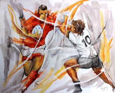 绘画 标题为“400 Raffut de rugby” 由Jean-Luc Lopez, 原创艺术品, 墨
