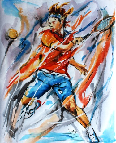绘画 标题为“419 L'art du tennis” 由Jean-Luc Lopez, 原创艺术品, 墨