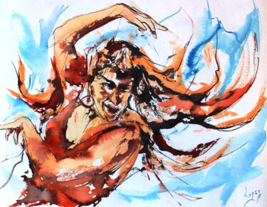 제목이 "447 Folie de flamen…"인 미술작품 Jean-Luc Lopez로, 원작, 잉크