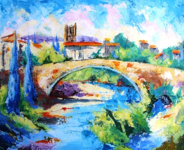 Peinture intitulée "1230 Pont de Lagras…" par Jean-Luc Lopez, Œuvre d'art originale, Acrylique