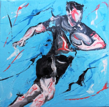 Schilderij getiteld "1421 Rugby" door Jean-Luc Lopez, Origineel Kunstwerk, Lak