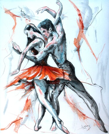 Pintura intitulada "524 Danse au tutu" por Jean-Luc Lopez, Obras de arte originais, Tinta