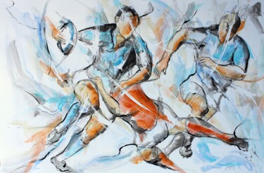 Peinture intitulée "536 : Rugby de sout…" par Jean-Luc Lopez, Œuvre d'art originale, Encre