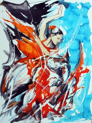Pintura intitulada "543 : Flamenco" por Jean-Luc Lopez, Obras de arte originais, Tinta