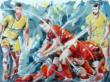 Painting titled "558: Service 5 étoi…" by Jean-Luc Lopez, Original Artwork, Watercolor