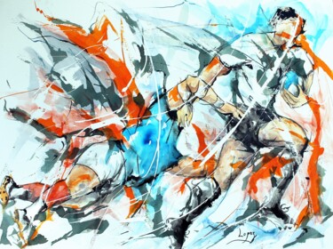 Painting titled "559 Rugby tacheté" by Jean-Luc Lopez, Original Artwork, Ink