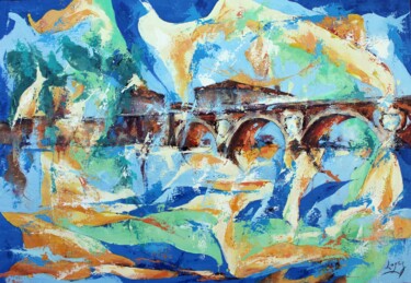 Pittura intitolato "821 Pont neuf de nu…" da Jean-Luc Lopez, Opera d'arte originale, Acrilico Montato su Telaio per barella…