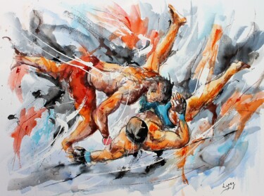 Painting titled "576 Soleil de MMA" by Jean-Luc Lopez, Original Artwork, Ink