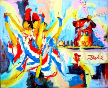 Painting titled "French Cancan au Mo…" by Jean-Luc Lopez, Original Artwork, Oil