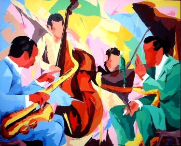 Peinture intitulée "Conseil de jazz" par Jean-Luc Lopez, Œuvre d'art originale, Huile