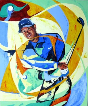 Ζωγραφική με τίτλο "La griffe du golfeur" από Jean-Luc Lopez, Αυθεντικά έργα τέχνης, Λάδι