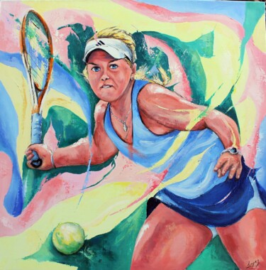 Painting titled "952 Espoir de tennis" by Jean-Luc Lopez, Original Artwork, Acrylic Mounted on Wood Stretcher frame