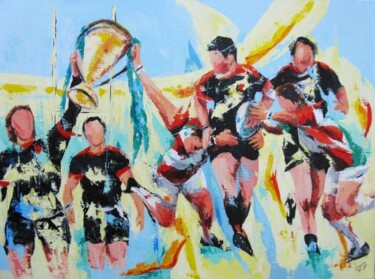 Peinture intitulée "Rugby Toulouse" par Jean-Luc Lopez, Œuvre d'art originale, Huile