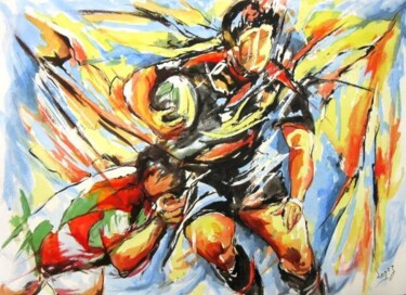 Pintura intitulada "Rugby de passes" por Jean-Luc Lopez, Obras de arte originais, Tinta