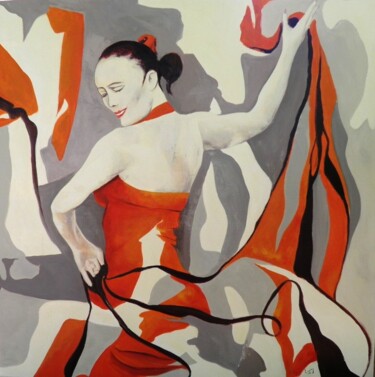 Painting titled "1107 Flamenco toulo…" by Jean-Luc Lopez, Original Artwork, Acrylic Mounted on Wood Stretcher frame