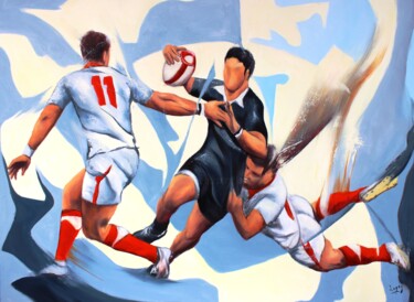 "Rugby double lame" başlıklı Tablo Jean-Luc Lopez tarafından, Orijinal sanat, Akrilik Ahşap Sedye çerçevesi üzerine monte ed…