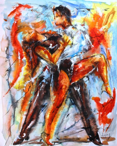 Malarstwo zatytułowany „307- Tango endiablé” autorstwa Jean-Luc Lopez, Oryginalna praca, Atrament