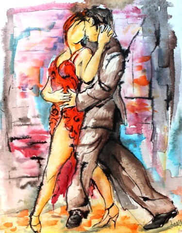"310 Tango de rue" başlıklı Tablo Jean-Luc Lopez tarafından, Orijinal sanat, Mürekkep