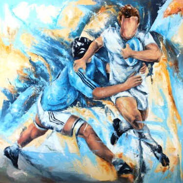 Peinture intitulée "Rugby du Monde" par Jean-Luc Lopez, Œuvre d'art originale, Huile