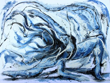 Painting titled "1170 Danse bleue" by Jean-Luc Lopez, Original Artwork, Acrylic