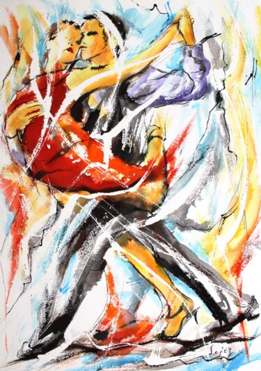 Schilderij getiteld "322 Tango" door Jean-Luc Lopez, Origineel Kunstwerk, Inkt