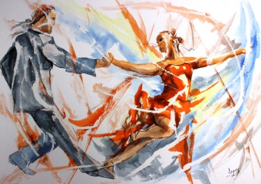 Peinture intitulée "345 Danse en mouvem…" par Jean-Luc Lopez, Œuvre d'art originale, Encre