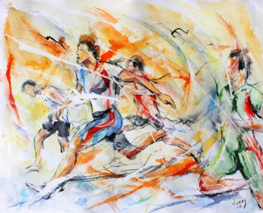 Pintura titulada "352 100m en couleur…" por Jean-Luc Lopez, Obra de arte original, Tinta