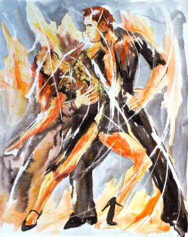 Peinture intitulée "356 Osmose de danse…" par Jean-Luc Lopez, Œuvre d'art originale, Encre