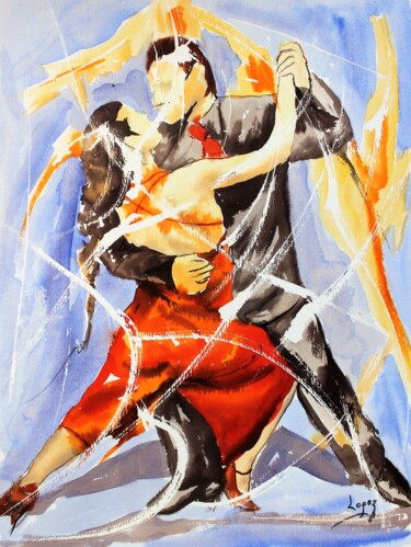 Pittura intitolato "371 couple de tango" da Jean-Luc Lopez, Opera d'arte originale, Inchiostro