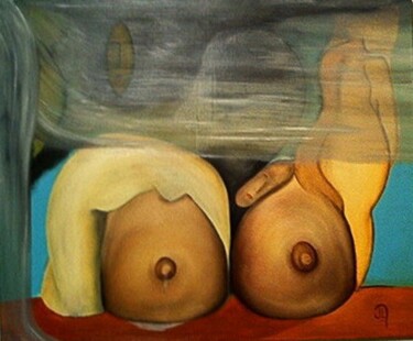 Painting titled "CACHEZ CES SEINS!" by Jean Luc Masini, Original Artwork, Oil