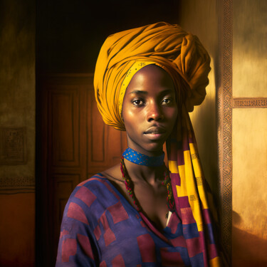 Arts numériques intitulée "African Woman 1" par Jean Luc Michon, Œuvre d'art originale, Image générée par l'IA