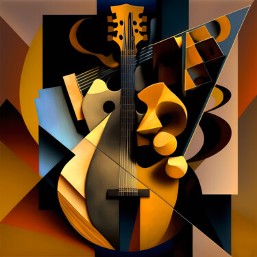 Grafika cyfrowa / sztuka generowana cyfrowo zatytułowany „While My Guitar Gen…” autorstwa Jean Luc Michon, Oryginalna praca,…