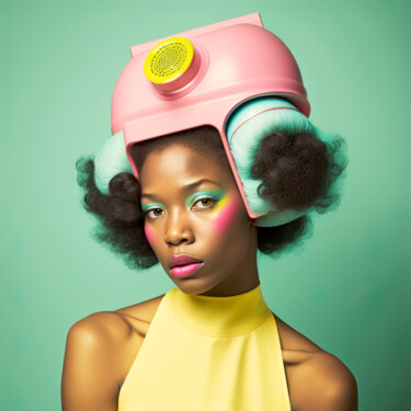 Digitale Kunst getiteld "Hairdresser 3" door Jean Luc Michon, Origineel Kunstwerk, AI gegenereerde afbeelding