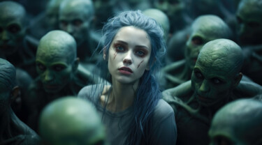 Digitale Kunst getiteld "Zombie 5" door Jean Luc Michon, Origineel Kunstwerk, AI gegenereerde afbeelding
