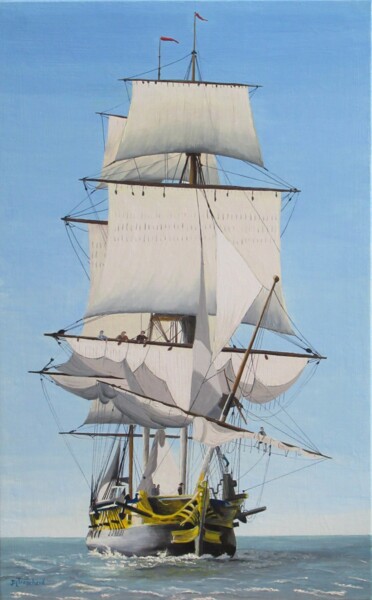 Malerei mit dem Titel "L'Hermione" von Jean-Luc Tranchand, Original-Kunstwerk, Öl