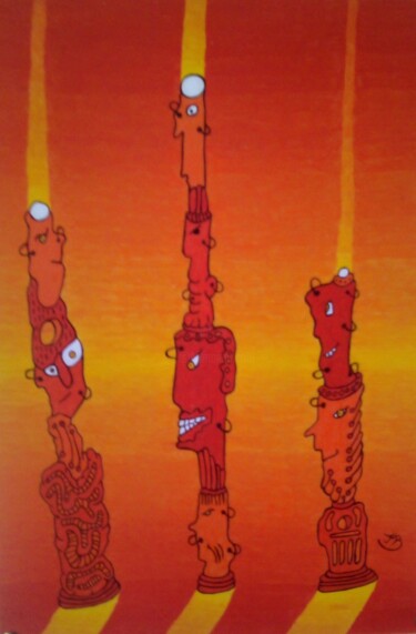 Peinture intitulée "serie "totem" 2" par Jean Marc Boissy, Œuvre d'art originale, Huile