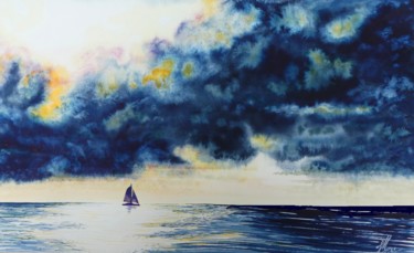 Peinture intitulée "Solitaire" par Jean Marc Collombat, Œuvre d'art originale, Aquarelle