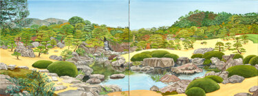 Картина под названием "Adashi Museum 3" - Jean-Marc Dufer, Подлинное произведение искусства, Масло Установлен на Деревянная…