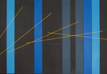 Painting titled "Blue stripes" by Jean-Marc Gardeux, Original Artwork, Acrylic