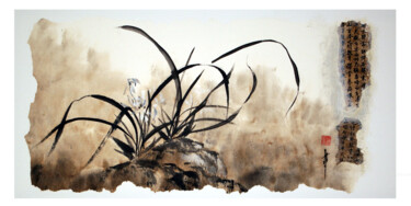 Peinture intitulée "orchidées oubliées" par Jean-Marc Moschetti (encre-zen), Œuvre d'art originale, Encre Monté sur Châssis…