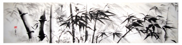 Pittura intitolato "forêt de bambous pa…" da Jean-Marc Moschetti (encre-zen), Opera d'arte originale, Inchiostro Montato su…