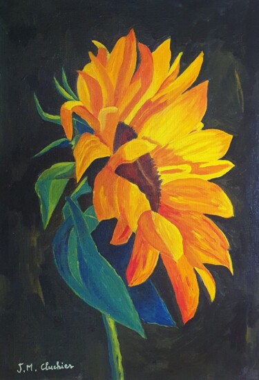 Painting titled "Fleur de Tournesol" by Jean-Marie Cluchier, Original Artwork, Acrylic
